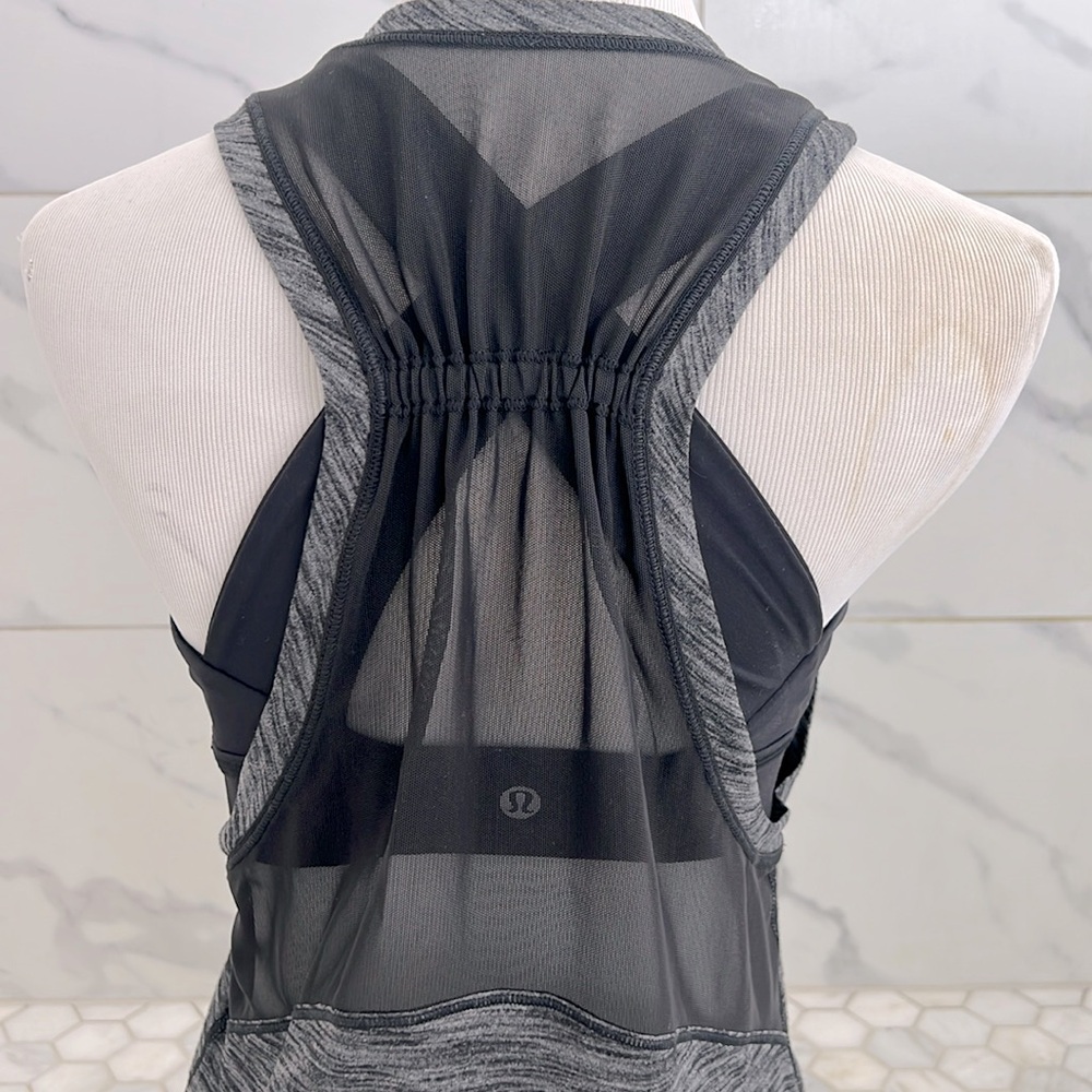 ❌CLEARANCE Lululemon Work The Circuit With Sports Bra Heathered Black Tank Top - Picture 4 of 15